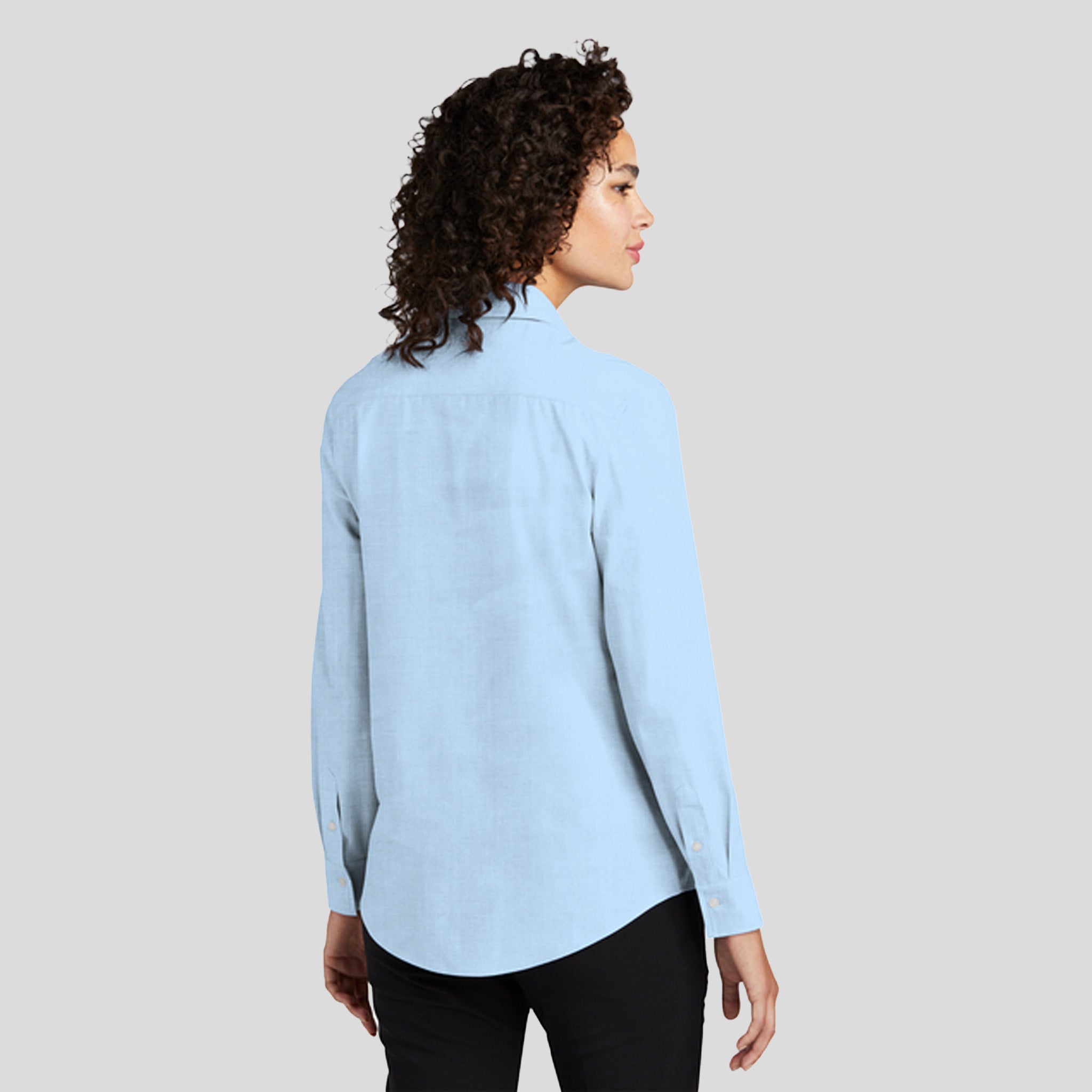 Women’s Long Sleeve Stretch Woven Shirt | Air Blue End on End